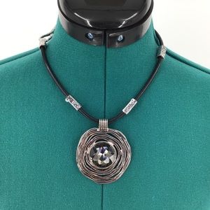 2/$25 Statement Necklace with Large Circular Pendant